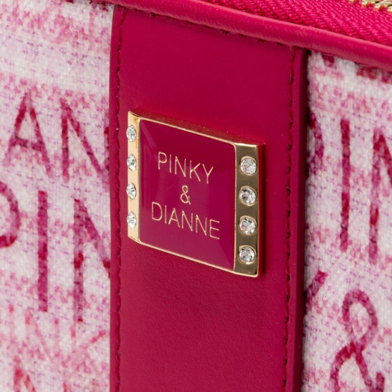 PINKY&DIANNEミックスツイード L字ファスナー折り財布 ピンク