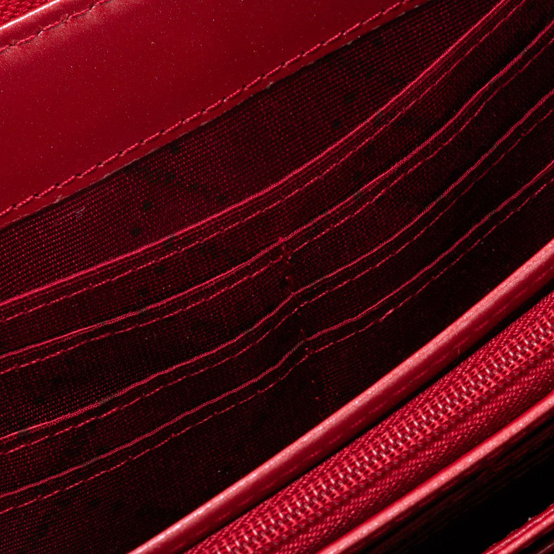 PINKY&DIANNEイタリアンクロコ ラウンドファスナー長財布 レッド