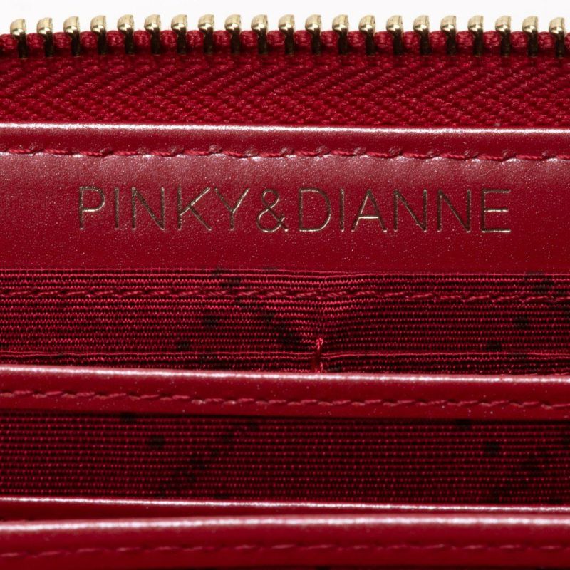 PINKY&DIANNEイタリアンクロコ ラウンドファスナー長財布 レッド