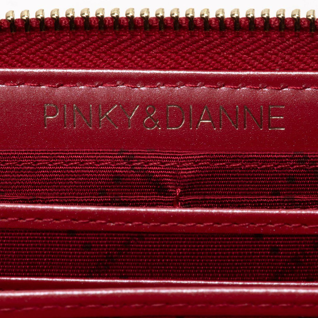 PINKY&DIANNEイタリアンクロコ ラウンドファスナー長財布 レッド