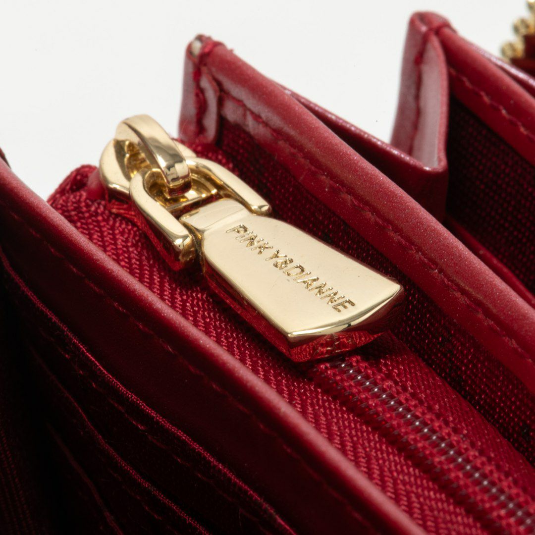 PINKY&DIANNEイタリアンクロコ ラウンドファスナー長財布 レッド