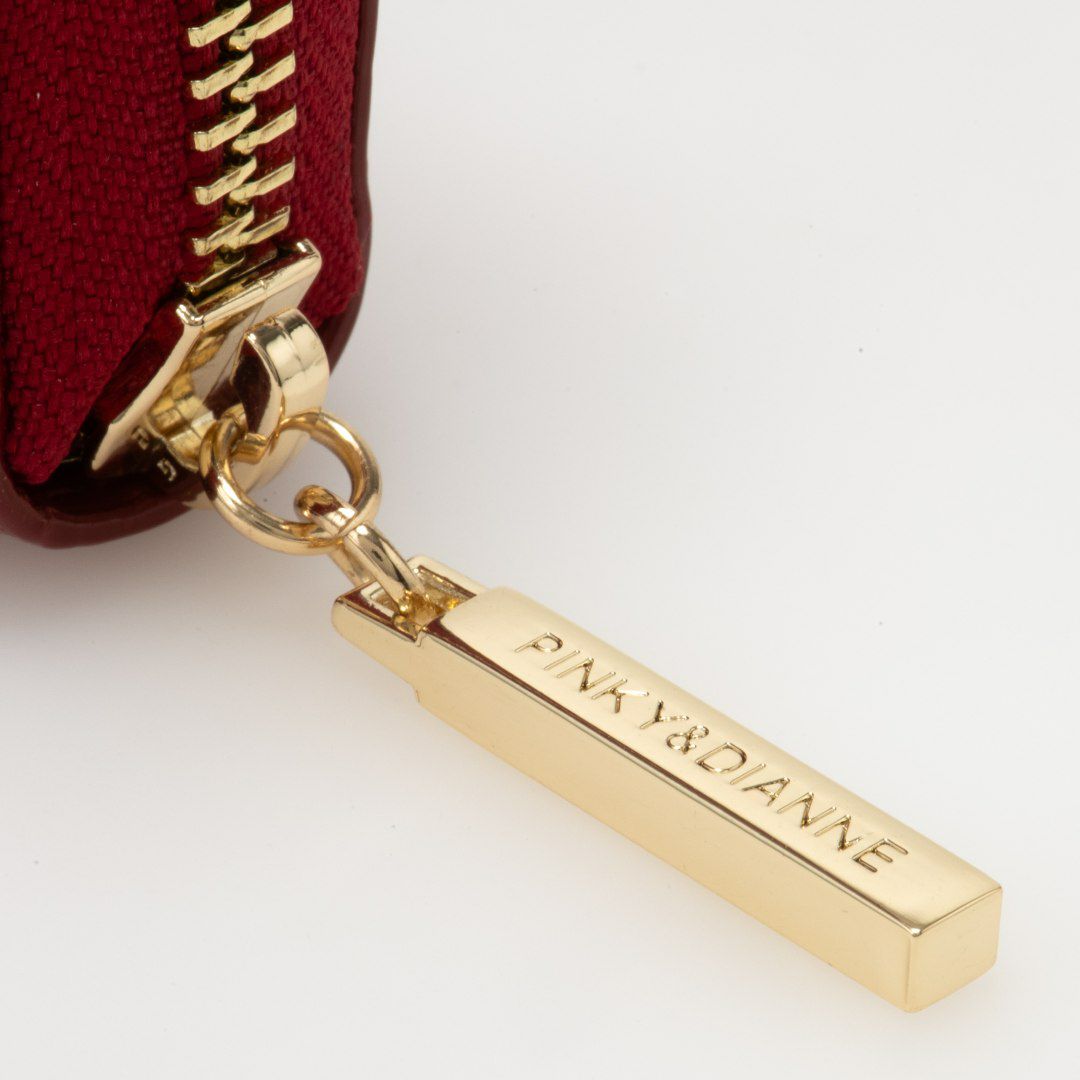 PINKY&DIANNEイタリアンクロコ ラウンドファスナー長財布 レッド