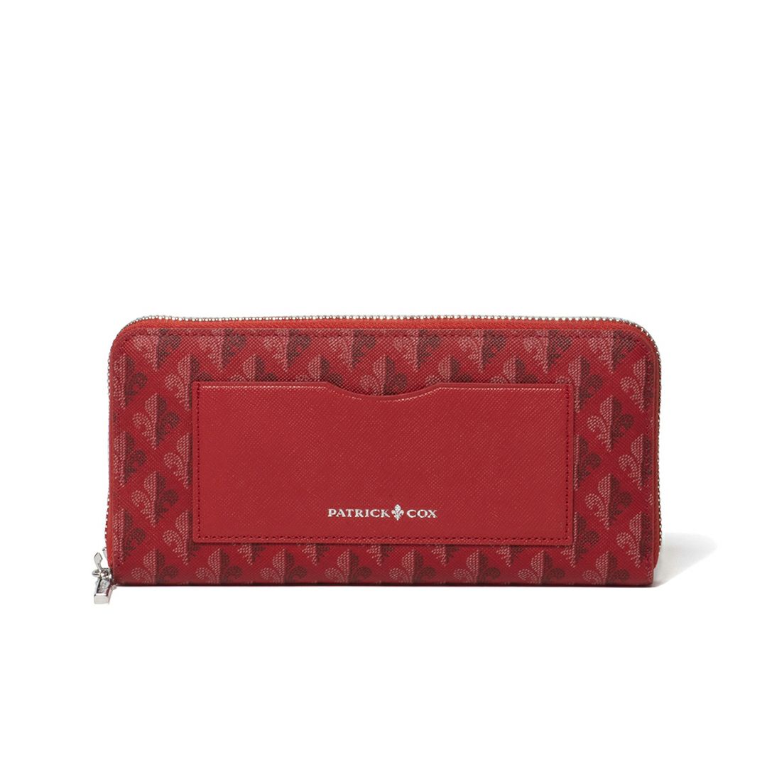 PATRICK COXカラフルメゾン ラウンドファスナー長財布 レッド