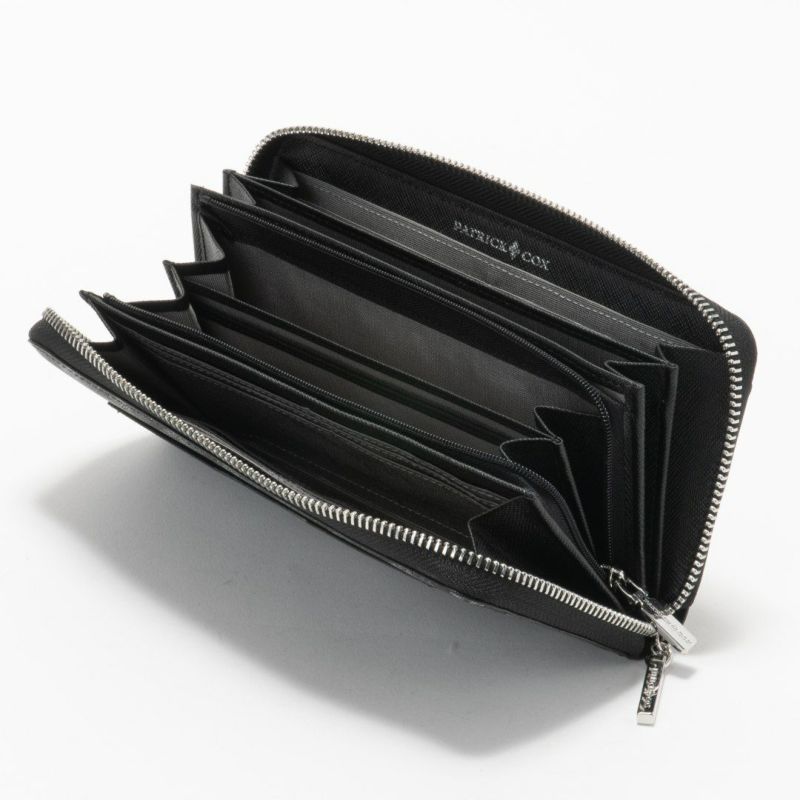 PATRICK COXカラフルメゾン ラウンドファスナー長財布 ブラック