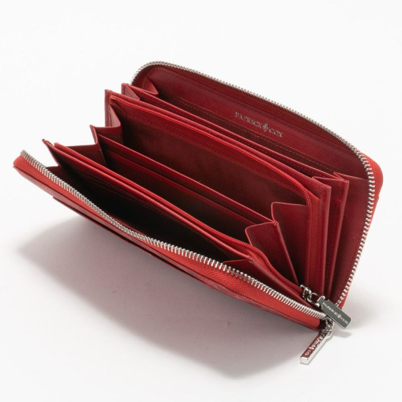 PATRICK COXカラフルメゾン ラウンドファスナー長財布 レッド
