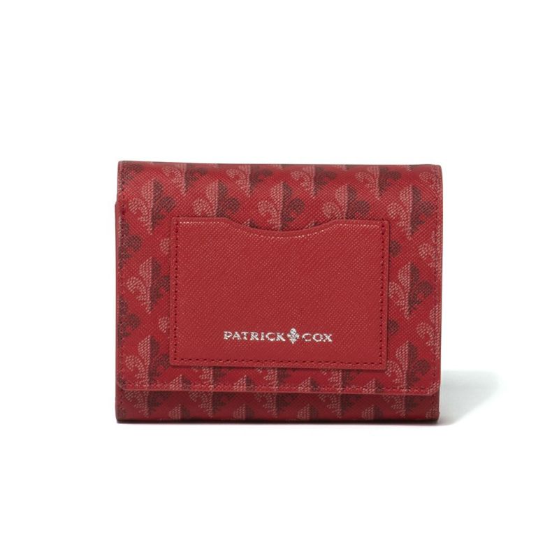 PATRICK COXカラフルメゾン L字ファスナー折り財布 レッド