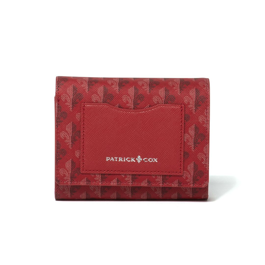 PATRICK COXカラフルメゾン L字ファスナー折り財布 レッド