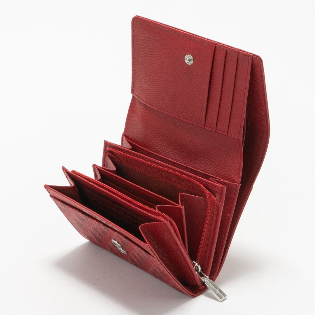 PATRICK COXカラフルメゾン L字ファスナー折り財布 レッド