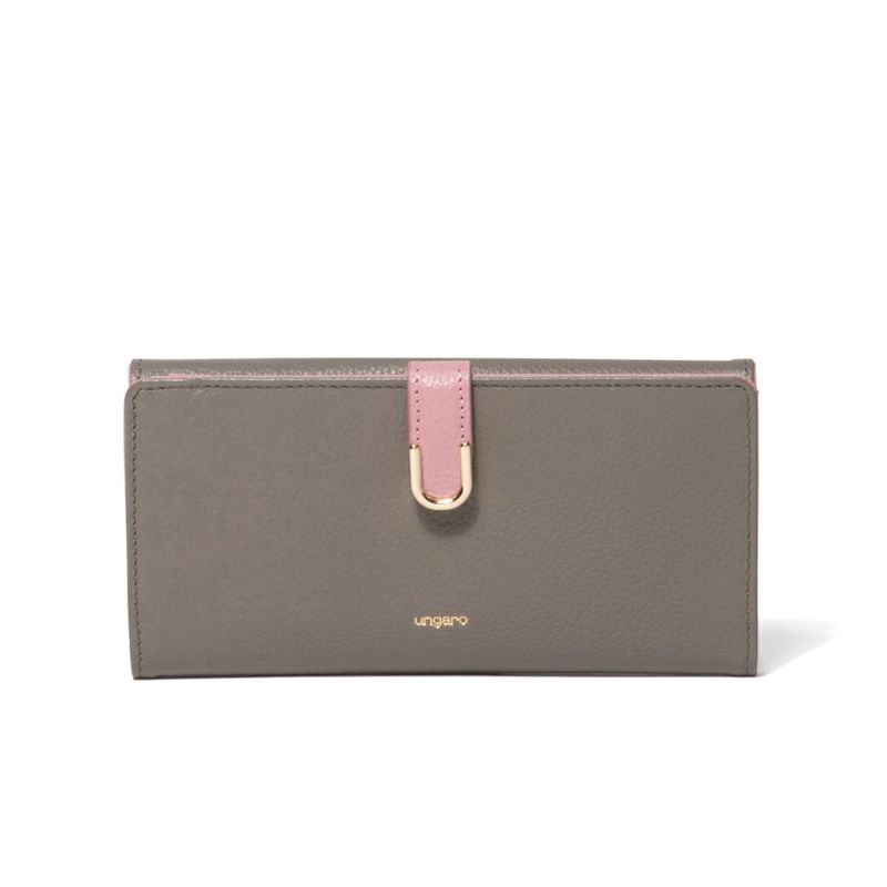 U by ungaroシルヴィー 外ポケット二つ折り長財布 グレー