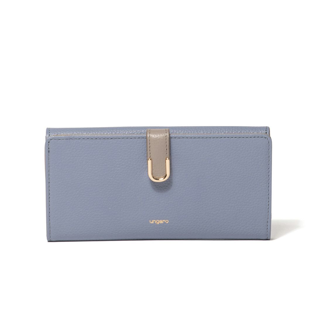 U by ungaroシルヴィー 外ポケット二つ折り長財布 ブルー