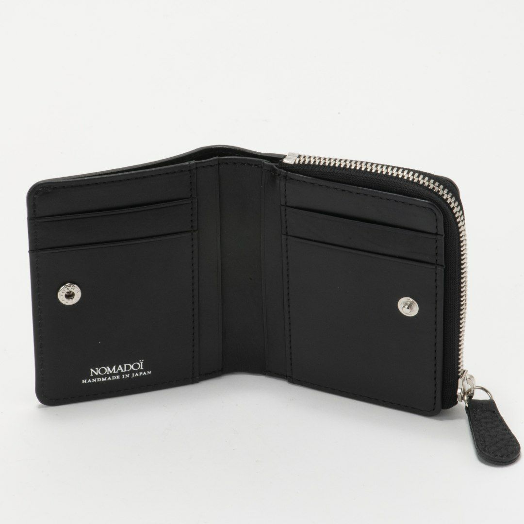 NOMADOI シュリンク L字ファスナー折り財布 ブラック