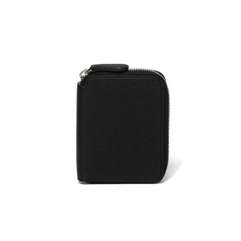 NOMADOI シュリンク L字ファスナー縦型折り財布 ブラック