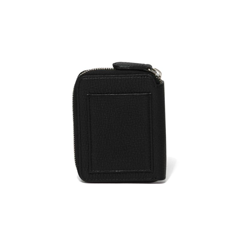 NOMADOI シュリンク L字ファスナー縦型折り財布 ブラック