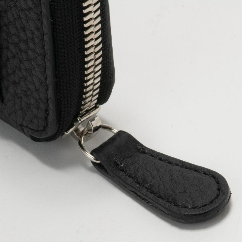 NOMADOI シュリンク L字ファスナー縦型折り財布 ブラック