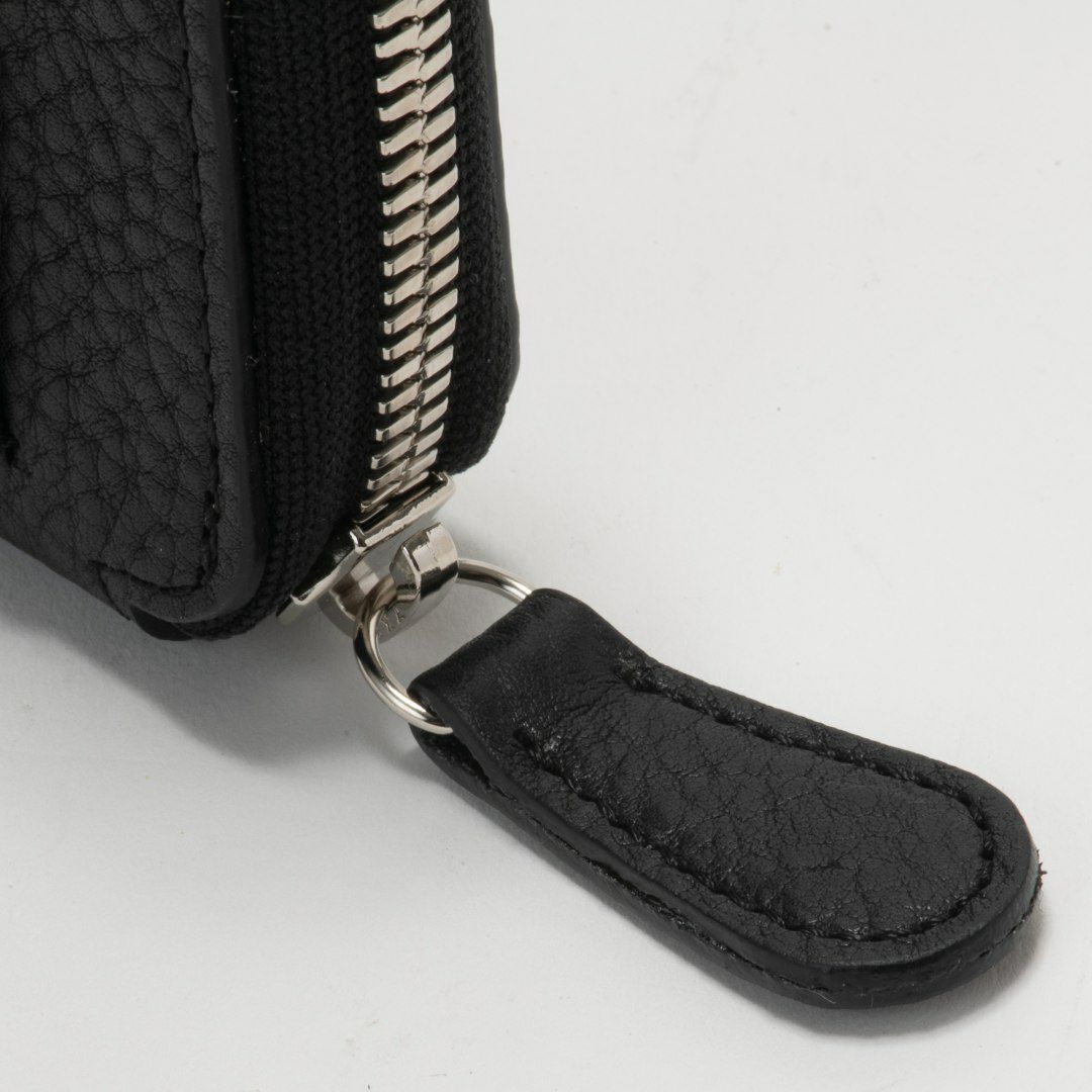 NOMADOI シュリンク L字ファスナー縦型折り財布 ブラック