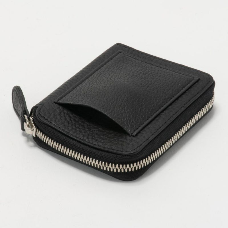 NOMADOI シュリンク L字ファスナー縦型折り財布 ブラック