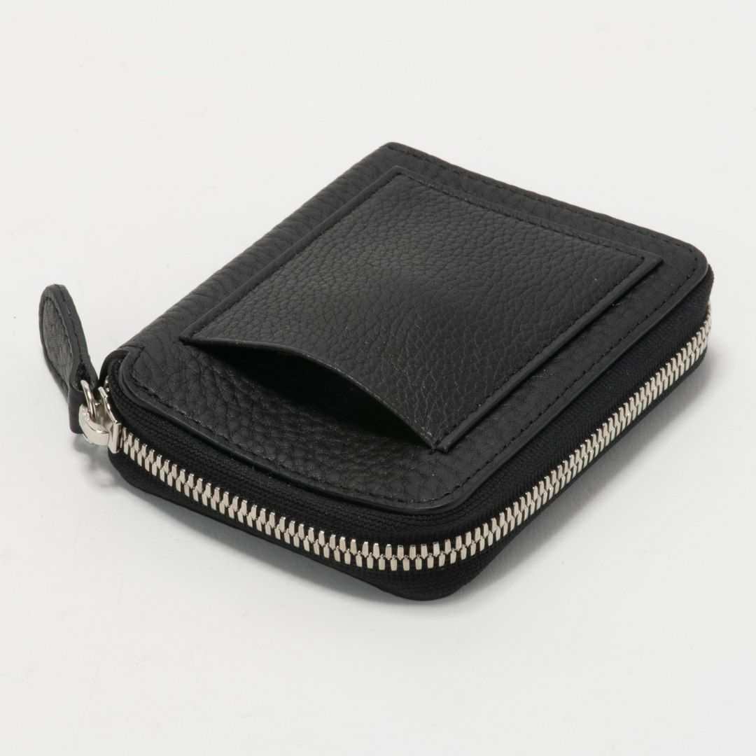 NOMADOI シュリンク L字ファスナー縦型折り財布 ブラック