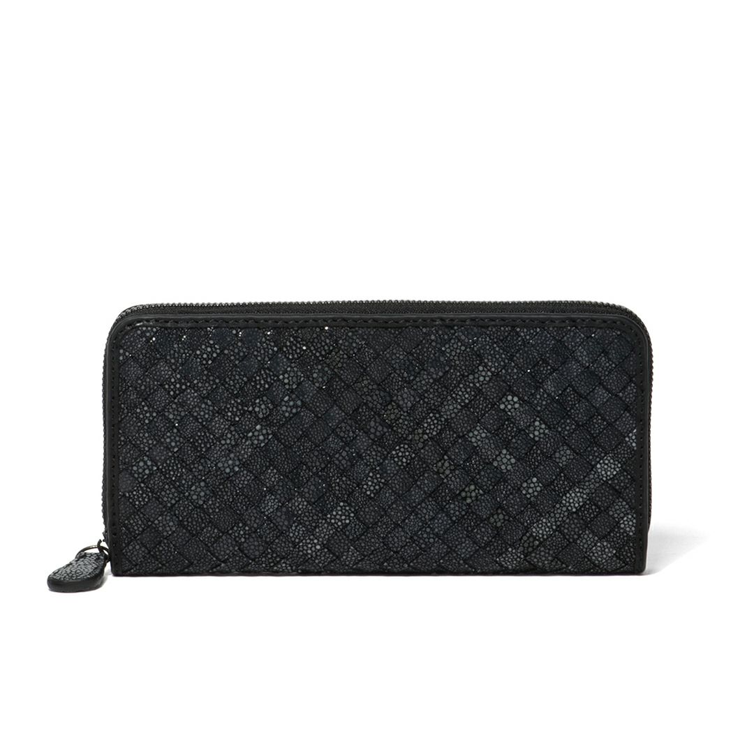 NOMADOI ガルーシャメッシュ ラウンドファスナー長財布 ブラック