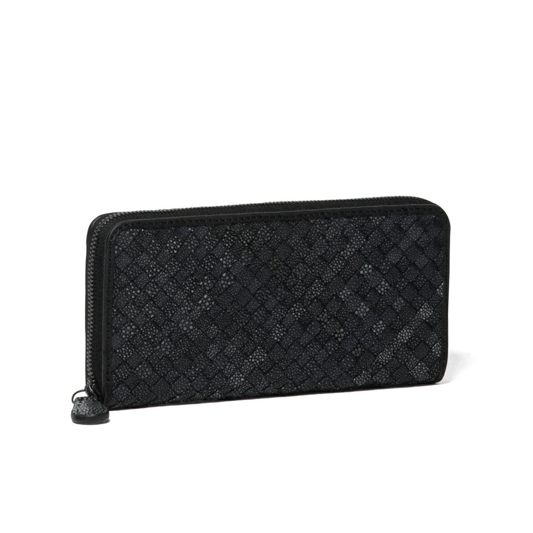 NOMADOI ガルーシャメッシュ ラウンドファスナー長財布 ブラック