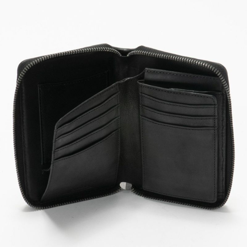 NOMADOI ガルーシャメッシュ ラウンドファスナー折り財布 ブラック