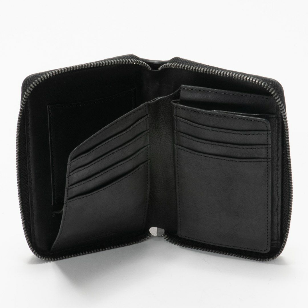 NOMADOI ガルーシャメッシュ ラウンドファスナー折り財布 ブラック