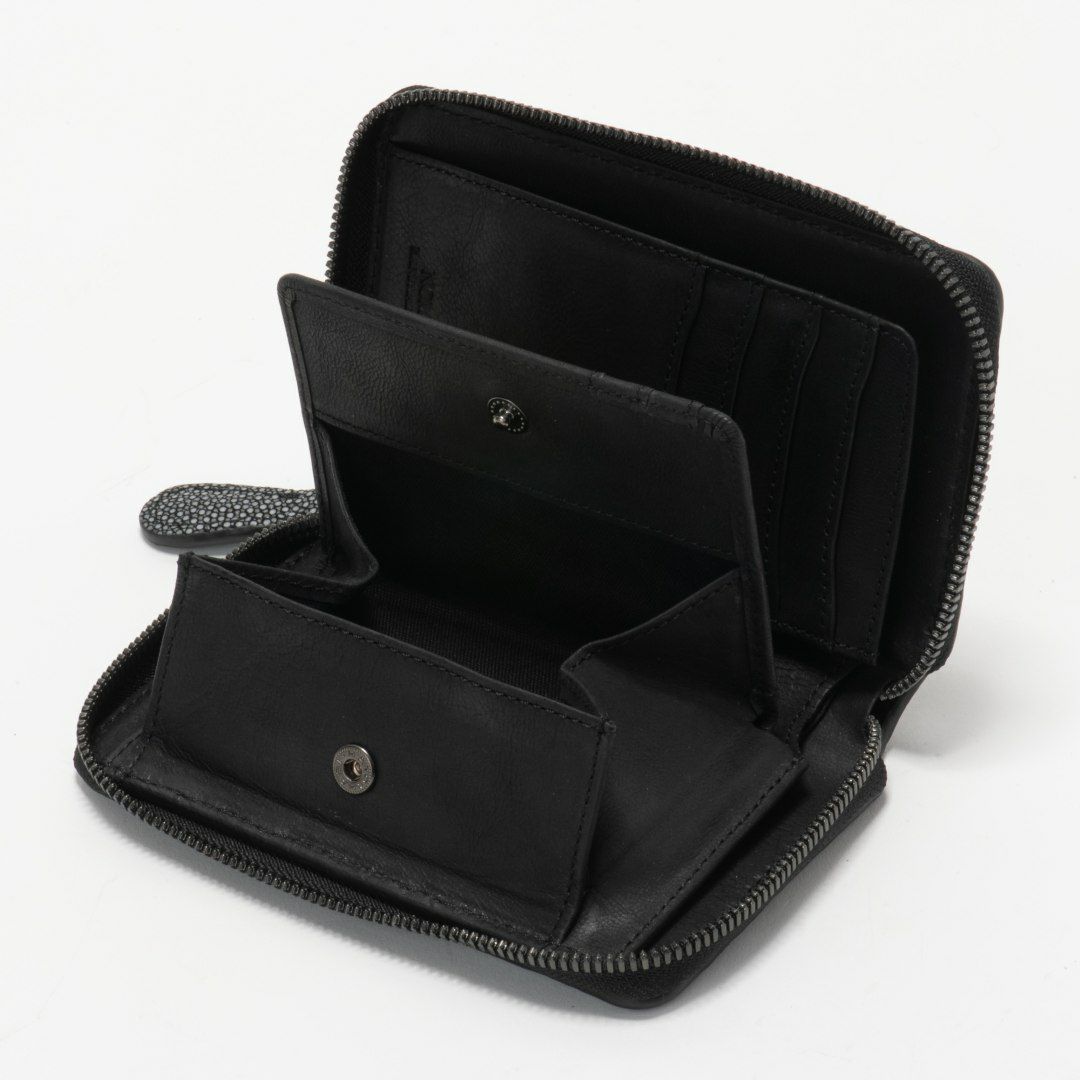 NOMADOI ガルーシャメッシュ ラウンドファスナー折り財布 ブラック