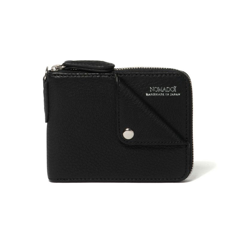 NOMADOI ライダース ラウンドファスナー折り財布 ブラック
