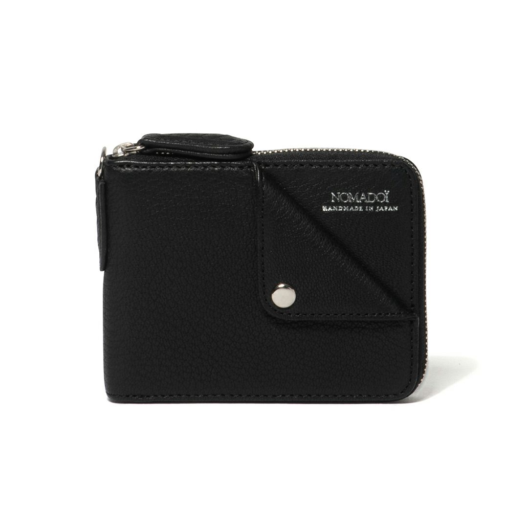 NOMADOI ライダース ラウンドファスナー折り財布 ブラック
