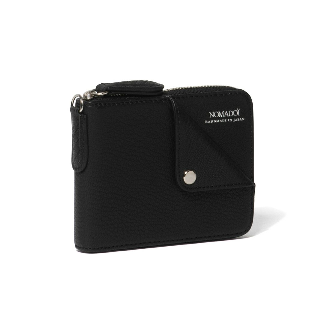 NOMADOI ライダース ラウンドファスナー折り財布 ブラック