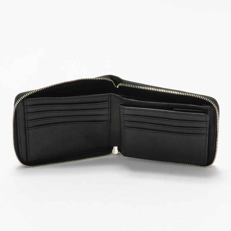 NOMADOI ライダース ラウンドファスナー折り財布 ブラック