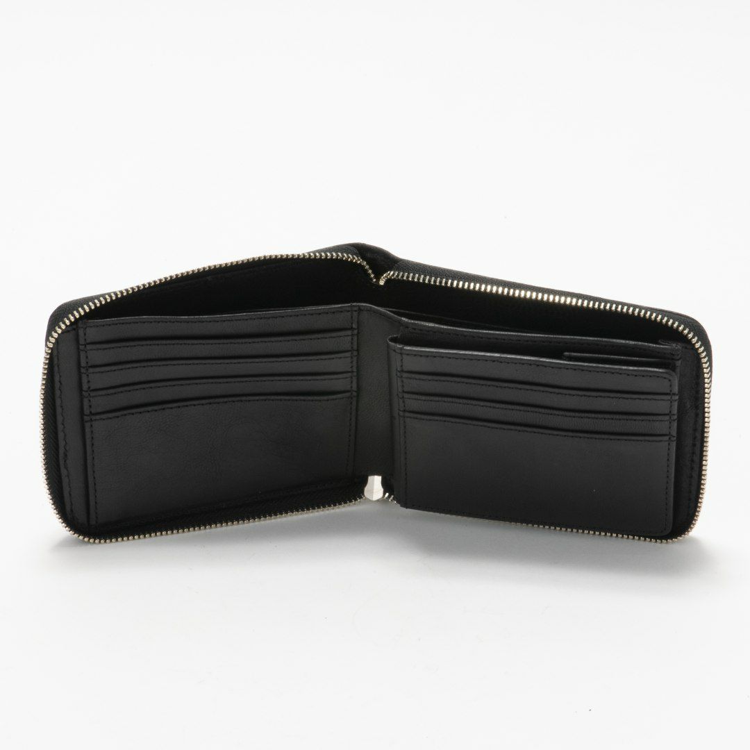 NOMADOI ライダース ラウンドファスナー折り財布 ブラック