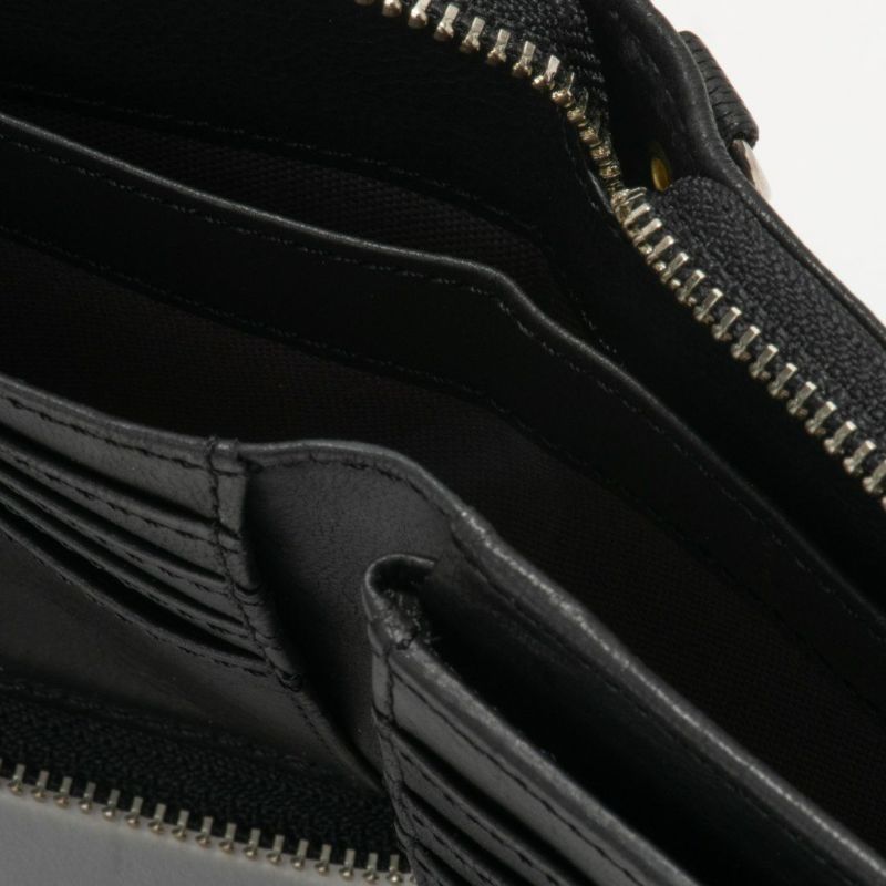 NOMADOI ライダース ラウンドファスナー折り財布 ブラック