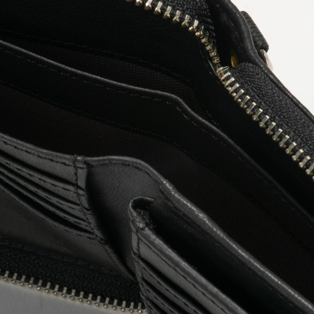 NOMADOI ライダース ラウンドファスナー折り財布 ブラック