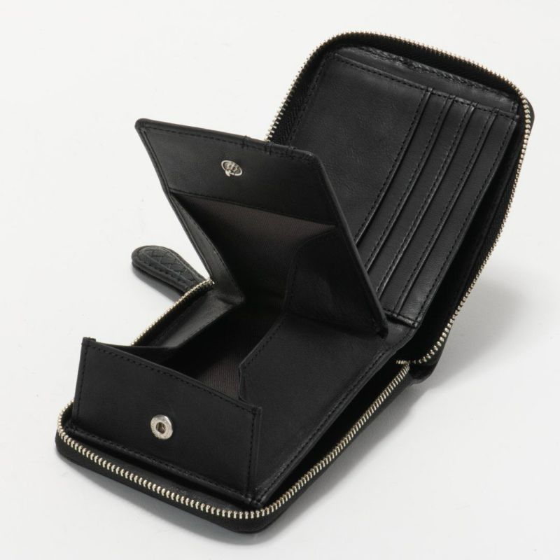 NOMADOI ライダース ラウンドファスナー折り財布 ブラック