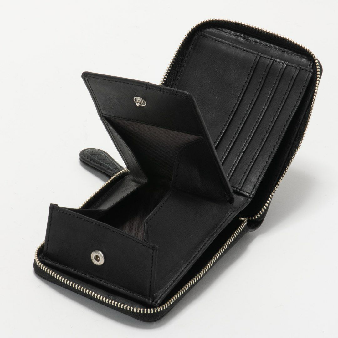 NOMADOI ライダース ラウンドファスナー折り財布 ブラック