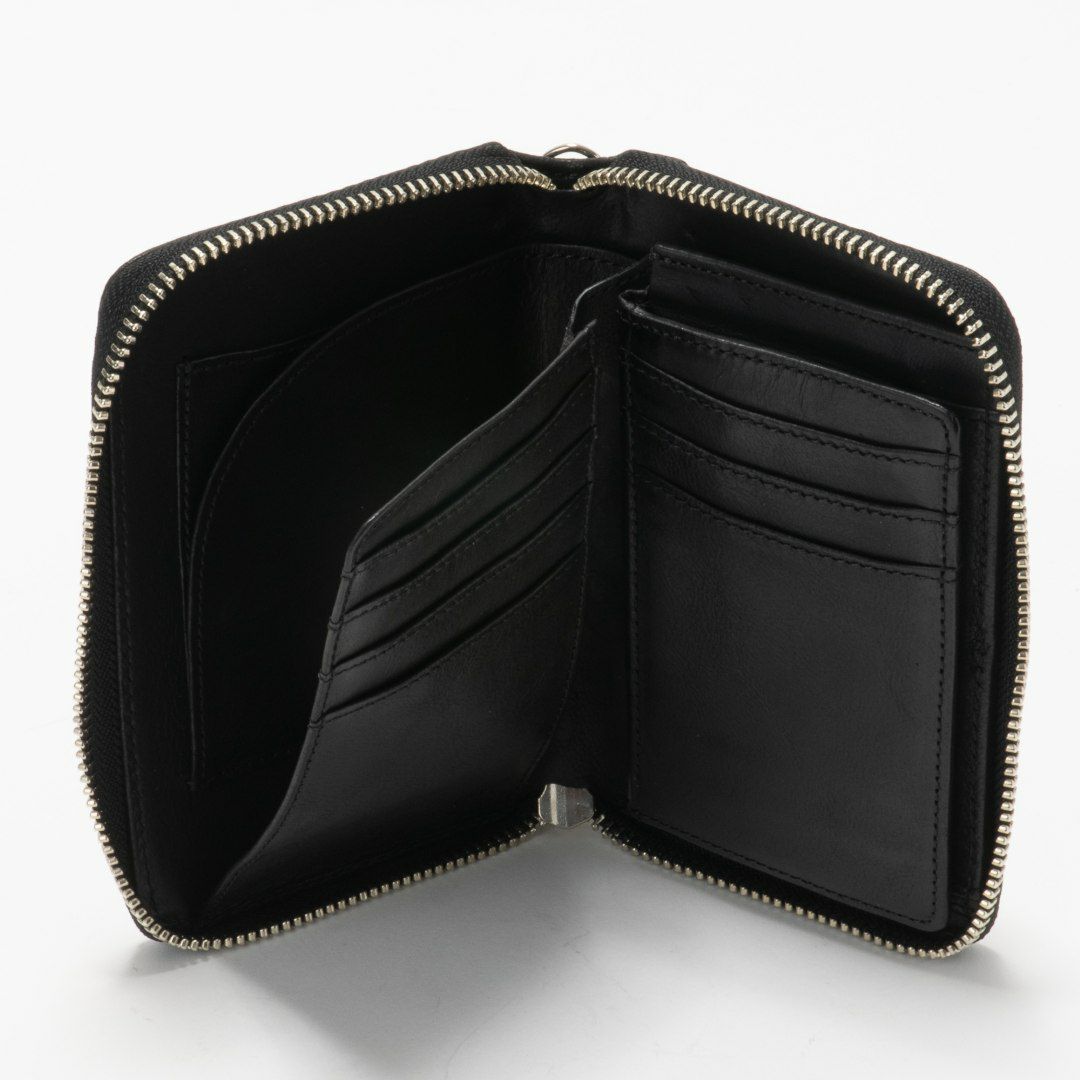 NOMADOI ライダース ミドルラウンドファスナー折り財布 ブラック