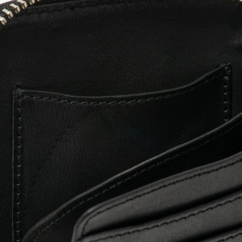 NOMADOI ライダース ミドルラウンドファスナー折り財布 ブラック
