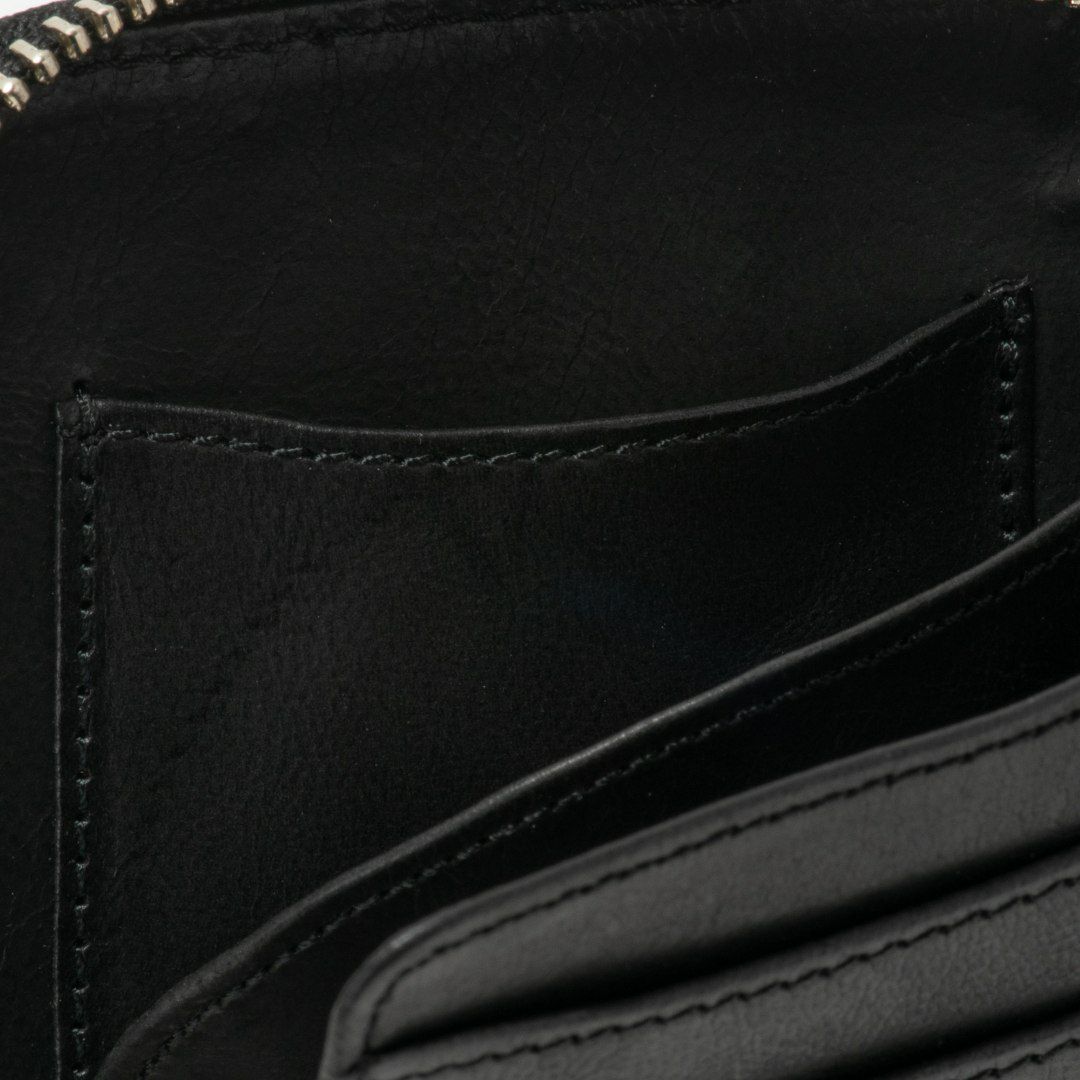 NOMADOI ライダース ミドルラウンドファスナー折り財布 ブラック