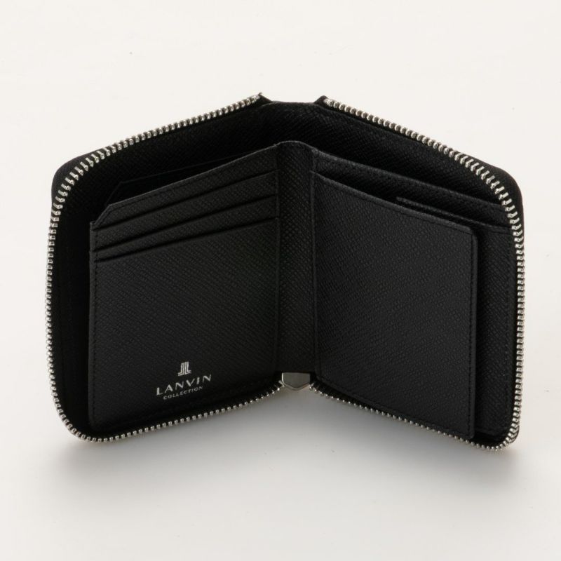  LANVIN COLLECTION RHEIN ラウンドファスナー折り財布 ブラック