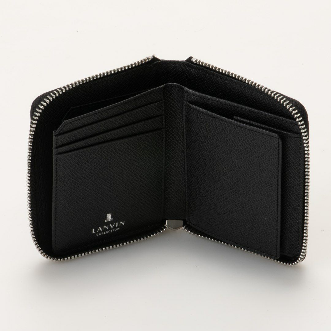  LANVIN COLLECTION RHEIN ラウンドファスナー折り財布 ブラック