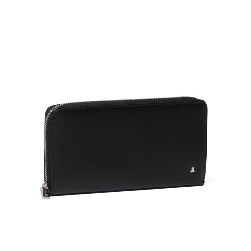 LANVIN COLLECTIONFLOWER PRINT ラウンドファスナー長財布 ブラック