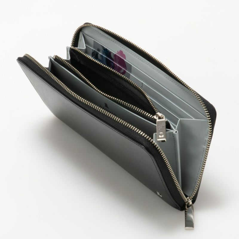 LANVIN COLLECTIONFLOWER PRINT ラウンドファスナー長財布 ブラック