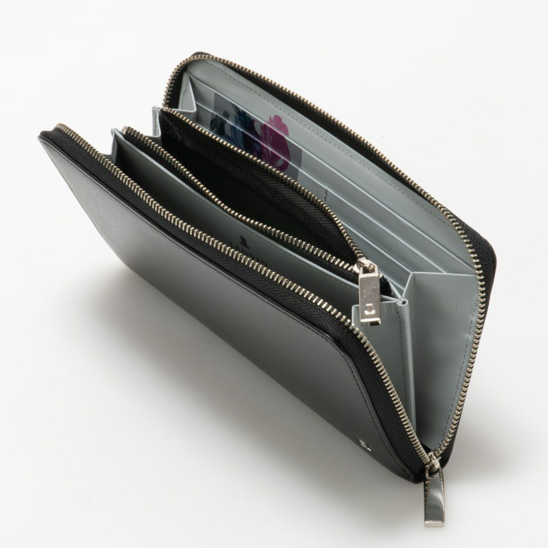 LANVIN COLLECTIONFLOWER PRINT ラウンドファスナー長財布 ブラック