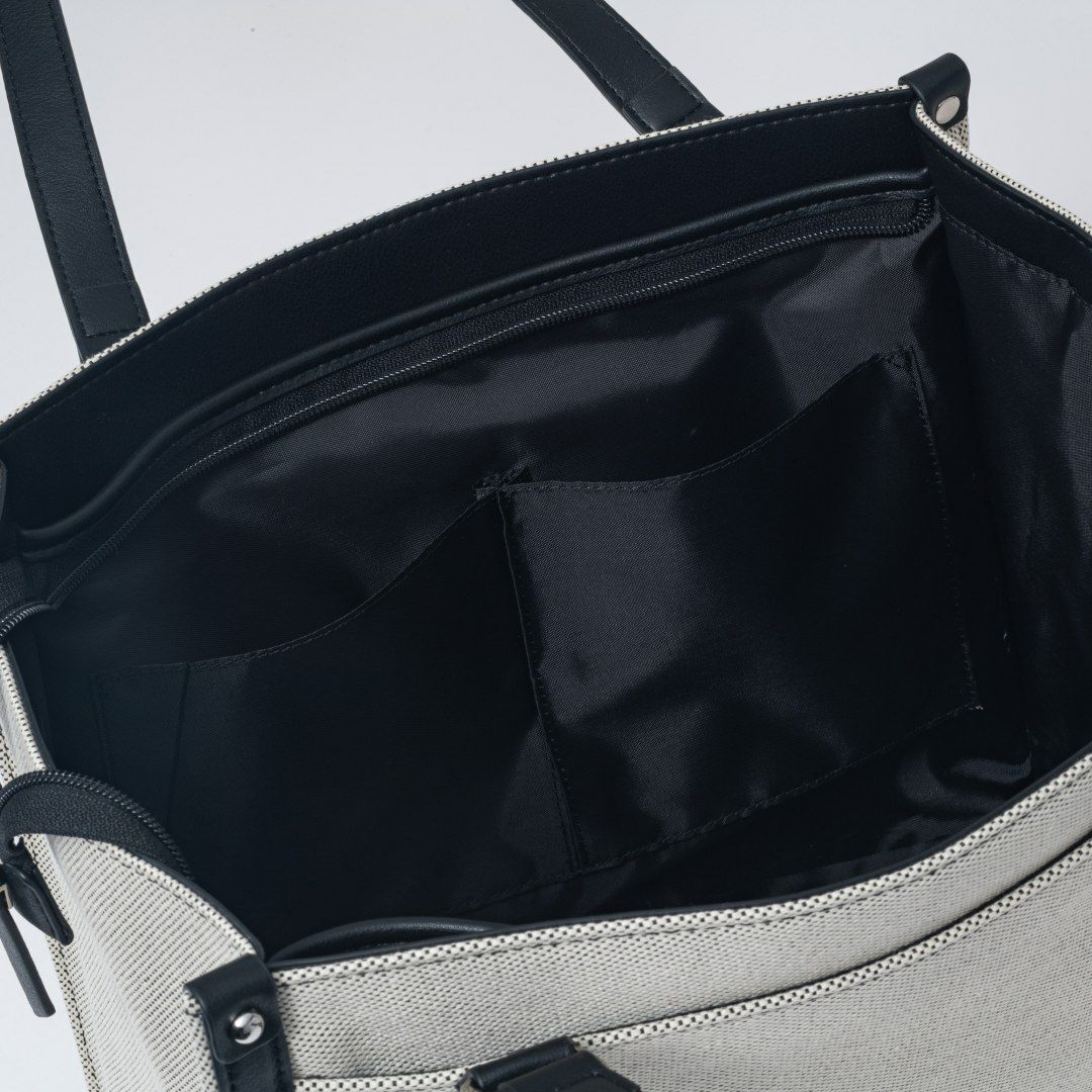 JILL STUART パネル トート ホワイト×ブラック