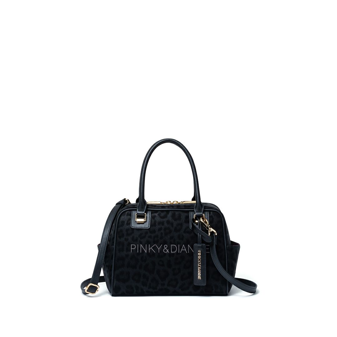 PINKY&DIANNE ソフトレオパード 2WAYボストン ブラック