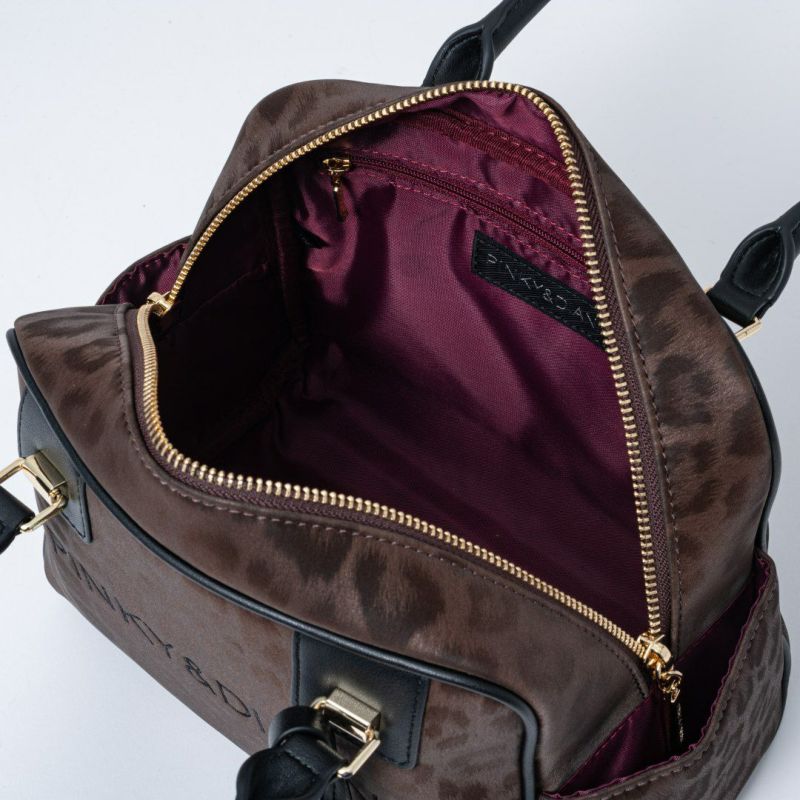 PINKY&DIANNE ソフトレオパード 2WAYボストン ブラウン