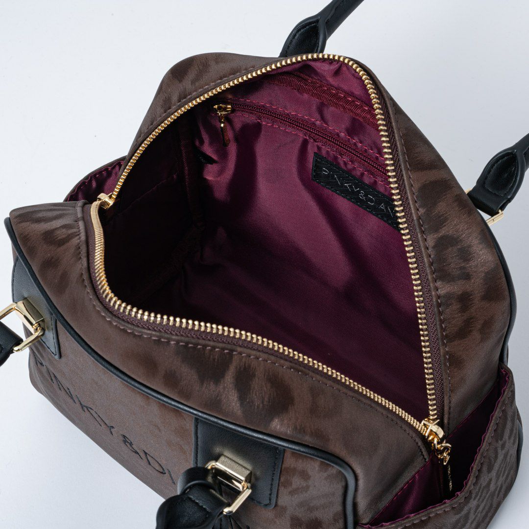 PINKY&DIANNE ソフトレオパード 2WAYボストン ブラウン