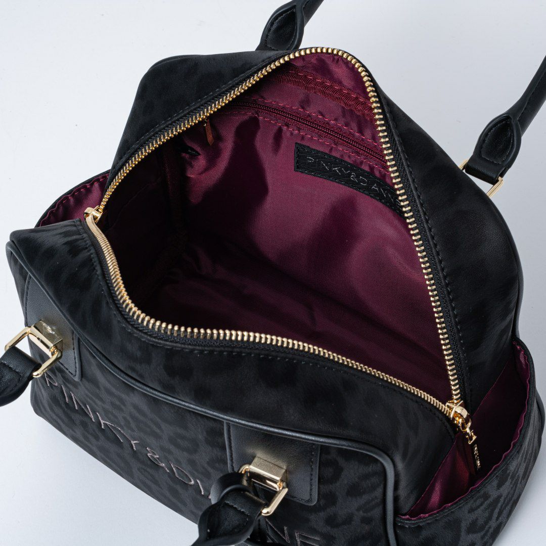 PINKY&DIANNE ソフトレオパード 2WAYボストン ブラック