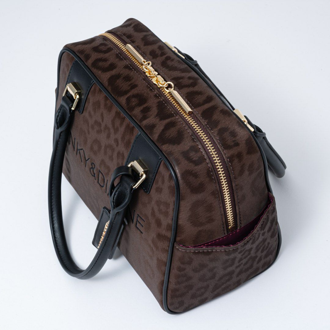 PINKY&DIANNE ソフトレオパード 2WAYボストン ブラウン