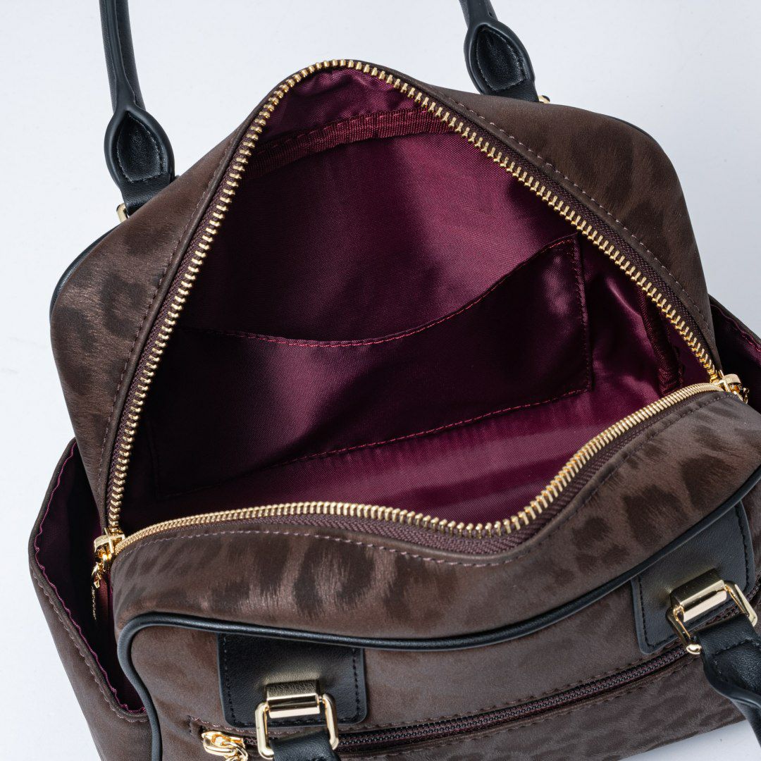 PINKY&DIANNE ソフトレオパード 2WAYボストン ブラウン